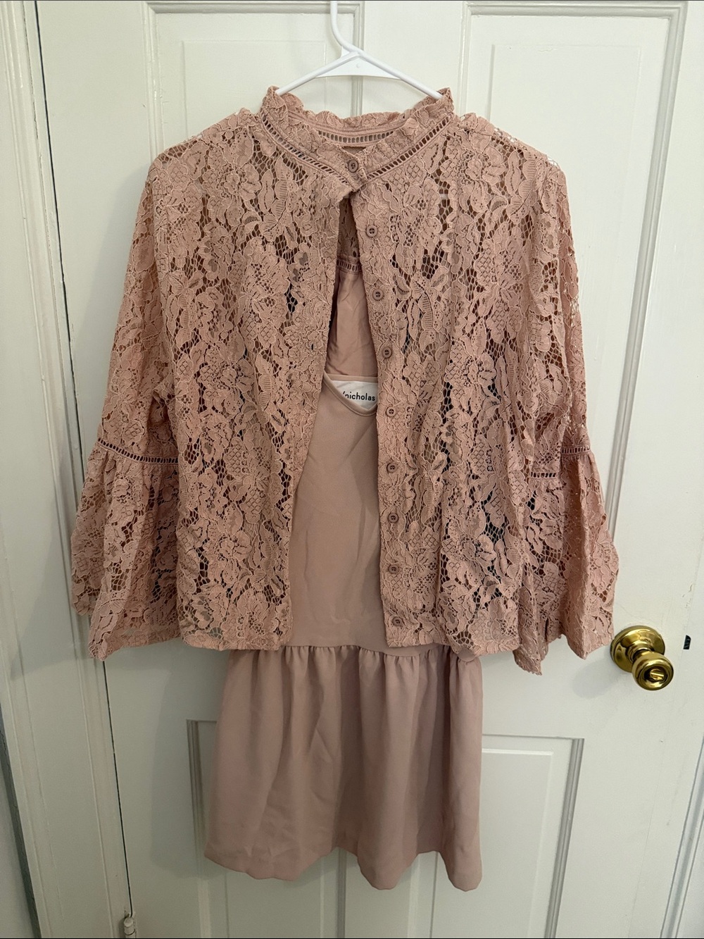 Lulu's Dusty Rose Lace Jacket with Matching Slip Dress